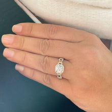 Load image into Gallery viewer, Beautiful 14k Solid Yellow Gold Round Moissanite And Natural Round Cut Diamond Engagement Ring Halo Prong Set 2.10ctw