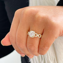 Load image into Gallery viewer, Beautiful 14k Solid Yellow Gold Round Moissanite And Natural Round Cut Diamond Engagement Ring Halo Prong Set 2.10ctw