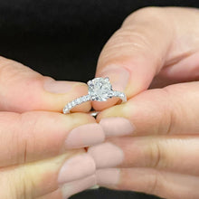 Load image into Gallery viewer, 14K Solid White Gold Round Cut Moissanite and Natural Diamond Engagement Ring Bridal, Wedding 1.45ctw