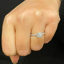 Load image into Gallery viewer, 14K Solid White Gold Round Cut Simulated Diamond Engagement Ring Bridal, Wedding 1.45ctw