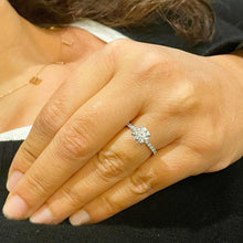 Load image into Gallery viewer, 14K Solid White Gold Round Cut Moissanite and Natural Diamond Engagement Ring Bridal, Wedding 1.45ctw