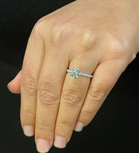 Load image into Gallery viewer, 14K Solid White Gold Round Cut Forever One Moissanite and Natural Diamond Engagement Ring Bridal, Wedding 1.45ctw