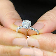 Load image into Gallery viewer, 14K Solid White Gold Round Cut Forever One Moissanite and Natural Diamond Engagement Ring Bridal, Wedding 1.45ctw