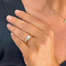 Load image into Gallery viewer, 14k Solid Yellow Gold Round Cut Moissanite Engagement Ring Semi Bezel Set, Bridal, Wedding 0.90ct