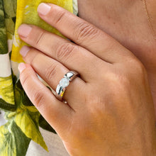 Load image into Gallery viewer, 14k Solid and Heavy White Gold Round Cut SEMI Tension Set Simulated Diamond Engagement Ring Bridal Wedding Anniversary 1.00ct