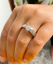 Load image into Gallery viewer, 14k Solid and Heavy White Gold Round Cut SEMI Tension Set Simulated Diamond Engagement Ring Bridal Wedding Anniversary 1.00ct