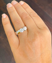 Load image into Gallery viewer, 14k Solid and Heavy White Gold Round Cut SEMI Tension Set Simulated Diamond Engagement Ring Bridal Wedding Anniversary 1.00ct