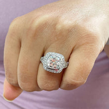 Load image into Gallery viewer, Huge and Heavy 14K Solid White Gold Cushion Cut Simulated Diamond Engagement Ring Bezel Set Halo Wedding Anniversary Round Cut 4.50ctw