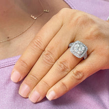 Load image into Gallery viewer, Heavy and Solid 14k White Gold Cushion Cut Moissanite And Natural Diamonds Bezel Engagement Ring Wedding Bridal 4.80ctw