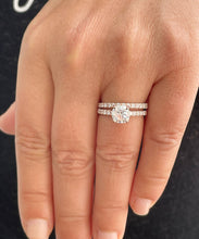 Load image into Gallery viewer, 14K Solid Rose Gold Cushion Cut Moissanite and Round Cut Natural Diamond Engagement Ring And Band Bridal Wedding Set 2.10ctw