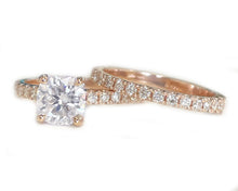 Load image into Gallery viewer, IGI Certified 14K Solid Rose Gold Cushion And Round Cut Diamond Engagement Ring And Band Bridal Wedding Set 2.00ctw F-VS2
