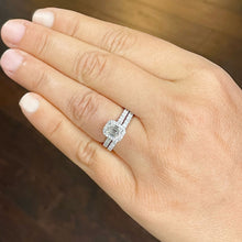 Load image into Gallery viewer, IGI Certified 14k Solid White Gold Emerald And Cut Diamond Engagement Ring And Band Halo Bridal Wedding 1.80ct F-VS2