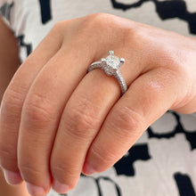 Load image into Gallery viewer, 14K Solid White Gold Round Cut Simulated Diamond Engagement Ring Bridal Wedding Halo 1.70ctw