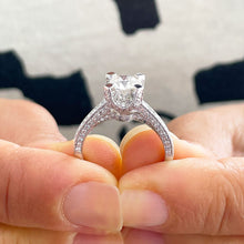 Load image into Gallery viewer, 14K Solid White Gold Round Cut Simulated Diamond Engagement Ring Bridal Wedding Halo 1.70ctw