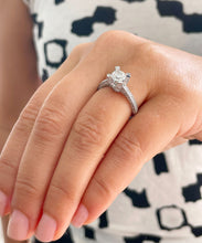 Load image into Gallery viewer, 14K Solid White Gold Round Cut Simulated Diamond Engagement Ring Bridal Wedding Halo 1.70ctw