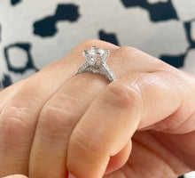 Load image into Gallery viewer, 14K Solid White Gold Round Cut Simulated Diamond Engagement Ring Bridal Wedding Halo 1.70ctw