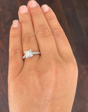 Load image into Gallery viewer, 14K Solid White Gold Round Cut Simulated Diamond Engagement Ring Bridal Wedding Halo 1.70ctw