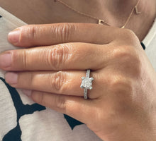 Load image into Gallery viewer, 14K Solid White Gold Round Cut Simulated Diamond Engagement Ring Bridal Wedding Halo 1.70ctw