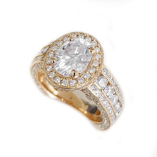 Load image into Gallery viewer, 14K Solid And Heavy Rose Gold 4.00ct Oval and Round, Prong Halo, Engagement Ring, Bridal Set, Simulated Diamond