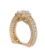 Load image into Gallery viewer, 14K Solid And Heavy Rose Gold 4.00ct Oval and Round, Prong Halo, Engagement Ring, Bridal Set, Simulated Diamond