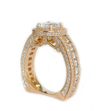 Load image into Gallery viewer, 14K Solid Rose Gold Oval Cut Moissanite And Natural Round cut Diamond Engagement Ring Deco, Halo, Bridal 4.00ct