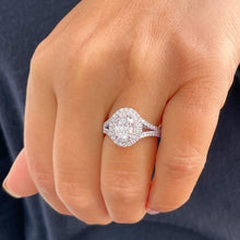 Load image into Gallery viewer, 14k Solid White Gold Oval and Round Cut Natural Diamond Engagement Ring Double Halo Split Shank Design 2.30ctw