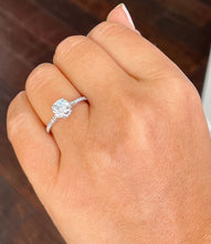 Load image into Gallery viewer, IGI Certified 14K Solid White Gold Round Cut Diamond Engagement Ring Halo Prong Set 1.35ct F-VS2