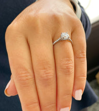 Load image into Gallery viewer, 14K Solid White Gold Round Cut Simulated Diamond Engagement Ring Bridal Wedding Deco Style 1.35ctw