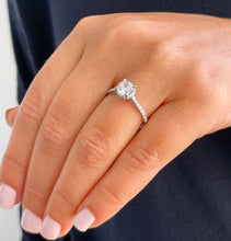 Load image into Gallery viewer, IGI Certified 14K Solid White Gold Round Cut Diamond Engagement Ring Halo Prong Set 1.35ct F-VS2