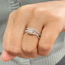 Load image into Gallery viewer, 1.25 Carat princess cut diamond engagement ring and band bridal set wedding set halo natural diamonds 14K solid yellow gold