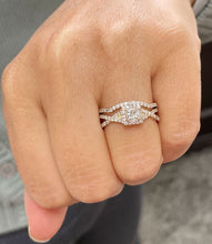 Load image into Gallery viewer, 1.50 Carat Princess Cut Simulated Diamond Engagement Ring And Band Bridal Set Wedding Halo 14k Solid Yellow Gold