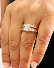 Load image into Gallery viewer, IGI Certified 14K Solid and Heavy Yellow Gold Princess and Round Cut Diamond Engagement Ring and Band 2.70ctw F-VS2