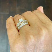 Load image into Gallery viewer, IGI Certified 14K Solid and Heavy Yellow Gold Princess and Round Cut Diamond Engagement Ring and Band 2.70ctw F-VS2