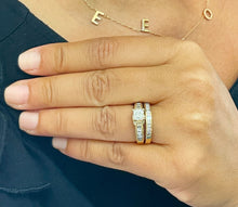Load image into Gallery viewer, IGI Certified 14K Solid and Heavy Yellow Gold Princess and Round Cut Diamond Engagement Ring and Band 2.70ctw F-VS2