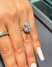 Load image into Gallery viewer, 14k Solid Rose Gold Cushion Cut Moissanite and Natural Diamond Engagement Ring Halo, Bridal, Wedding 5.40ctw