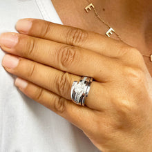 Load image into Gallery viewer, 14k solid and heavy white gold round simulated diamond engagement ring and band tension set bridal set 1.00ct