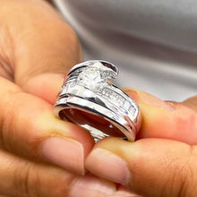 Load image into Gallery viewer, Women's 14k Solid And Heavy White Gold Round Forever One Moissanite Engagement Ring Band Tension Set Bridal Set Wedding Set 1.00ct