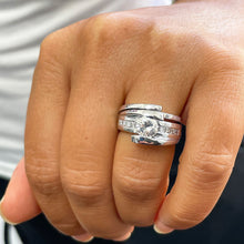 Load image into Gallery viewer, 14k Solid And Heavy White Gold Round Natural Diamonds Engagement Ring And Band Tension Set Bridal Set 1.70ct