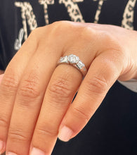 Load image into Gallery viewer, 14k Solid White Gold Round Cut Forever One Moissanite And Natural Diamonds Engagement Ring Semi Bezel Set, Bridal, Wedding 0.96ct