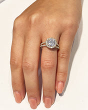 Load image into Gallery viewer, 14k Solid Yellow Gold Round Forever One Moissanite And Natural Diamond Engagement Ring Halo Prong Set Split Shank 2.20ctw