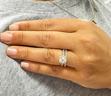 Load image into Gallery viewer, 14K Solid Yellow Gold Cushion Cut Forever One Moissanite and Round Cut Natural Diamond Engagement Ring And Band Bridal Halo 2.30ctw