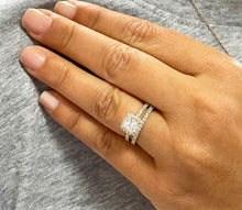 Load image into Gallery viewer, 14K Solid Yellow Gold Cushion And Round Cut Simulated Diamond Engagement Ring And Band Bridal Set Halo 2.30ctw