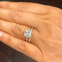 Load image into Gallery viewer, 14K Solid Yellow Gold Cushion Cut Moissanite and Round Cut Natural Diamond Engagement Ring And Band Bridal Halo 2.30ctw