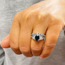 Load image into Gallery viewer, 14k Solid White Gold Oval Cut Natural Blue Sapphire And Natural Diamonds Engagement Ring Deco, Bridal, Wedding, Anniversary, Propose 2.10ctw