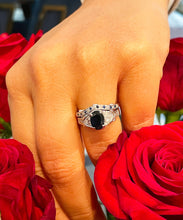 Load image into Gallery viewer, 14k Solid White Gold Oval Cut Natural Blue Sapphire And Natural Diamonds Engagement Ring Deco, Bridal, Wedding, Anniversary, Propose 2.10ctw