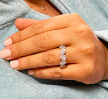 Load image into Gallery viewer, 14k solid white gold Round, Emerald, Princess, Oval Cut Moissanite And Natural diamonds band anniversary Wedding, Anniversary, 2.40ctw