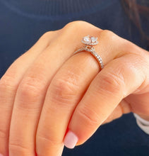 Load image into Gallery viewer, 14k Rose Gold Round Cut Moissanite and Natural Diamond Engagement Ring And Band Halo 2.00ctw