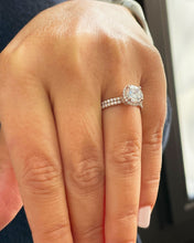 Load image into Gallery viewer, 14k Rose Gold Round Cut Moissanite and Natural Diamond Engagement Ring And Band Halo 2.00ctw