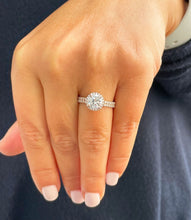 Load image into Gallery viewer, 14k Rose Gold Round Cut Forever One Moissanite and Natural Diamond Engagement Ring And Band Halo 2.00ctw