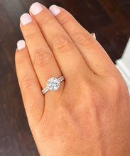 Load image into Gallery viewer, 14k Rose Gold Round Cut Moissanite and Natural Diamond Engagement Ring And Band Halo 2.00ctw